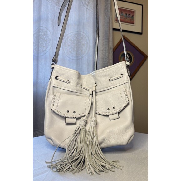 Aimee Kestenberg Leather Bucket Crossbody Bag Fly With Me Cloud - Picture 1 of 16